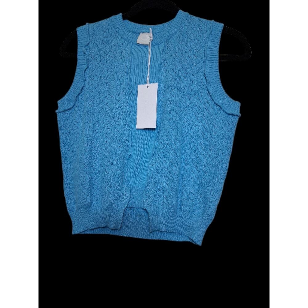 8 by yoox Teal Blue V Neck Sweater Knit Vest Academia Preppy Size XSmall NWT